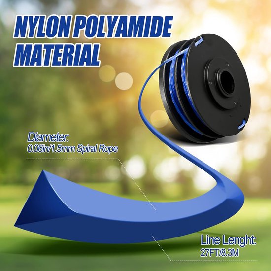 spoel voor Ryobi RAC123 5132002671, spoel en lijn compatibel met Ryobi RLT4027, RLT4125, RLT5027, RLT6030, RLT5127, RLT6130 (3 spoelen + 1 afdekking) — afbeelding 2