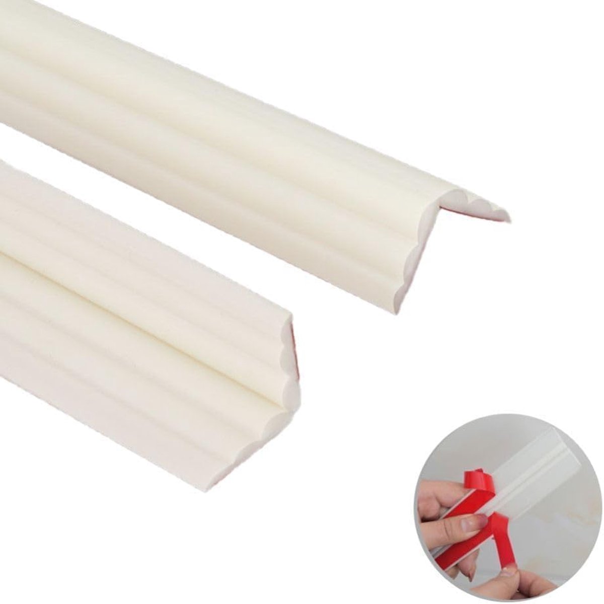 5 m hoekbekleding, zelfklevend, TPE, hoekbescherming, wandhoekrand, zachte plint, afwerkstrip voor werkbladen, tegels, wandhoek, meubels, 40 mm (20 mm + 20 mm)