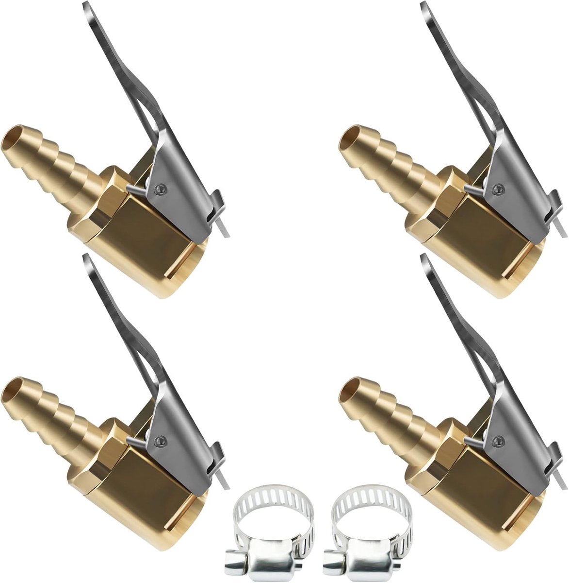 auto ventiel hendel plug Air Chuck, 4 stuks 6 mm messing 1/4" NPT bandenspanningsnippel ventiel bevestiging draaimoment plug hendel plug bandenventiel luchtpomp clip voor alle bandventielen