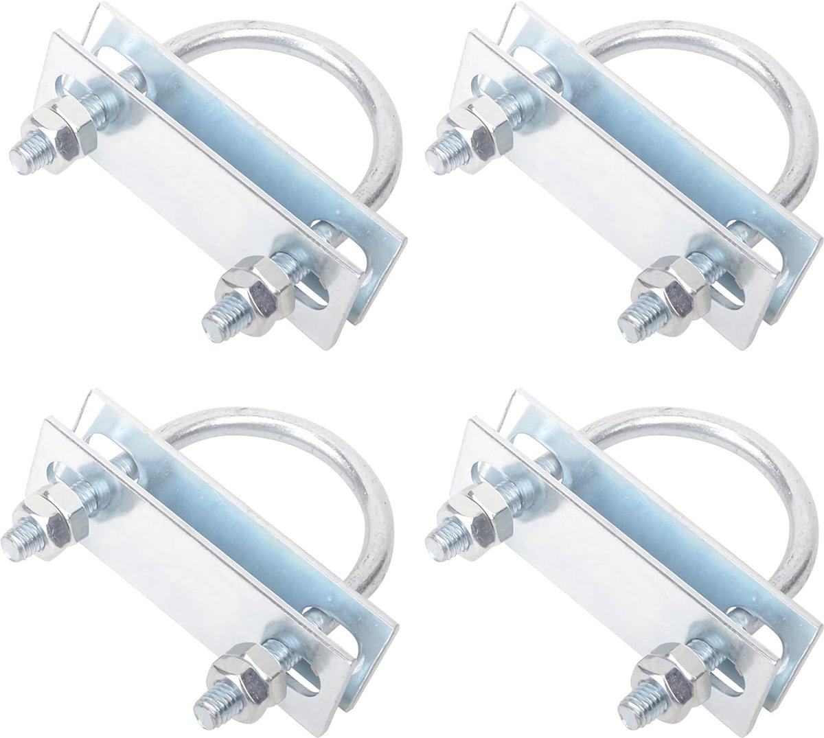 U-bouten, beugelbouten, 4 stuks, U-bouten, M8, rond, roestvrij staal, U-vormige bouten, sluiting met moeren en sluitring voor pijpleidingen slepen van auto's en schepen, M8 x 50 x 80 mm