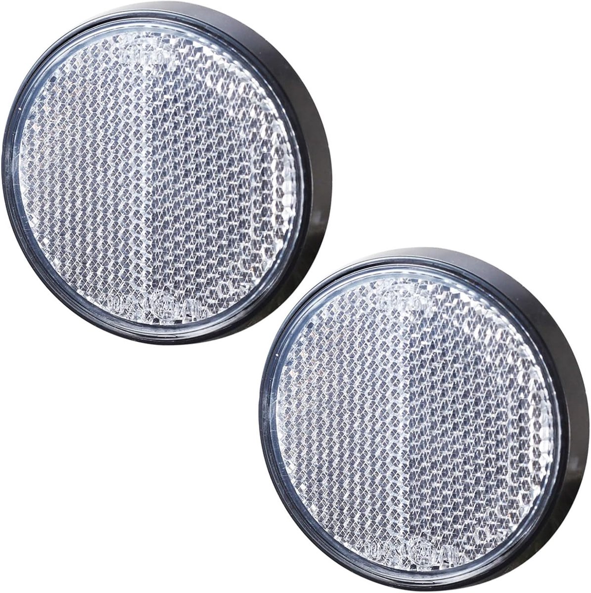 2 stuks reflectoren, wit, met E4, vrachtwagen, reflector, rond, Φ60 mm, caravan, reflector, achter, zelfklevend, wit, voor deurpalen (wit-2 stuks)