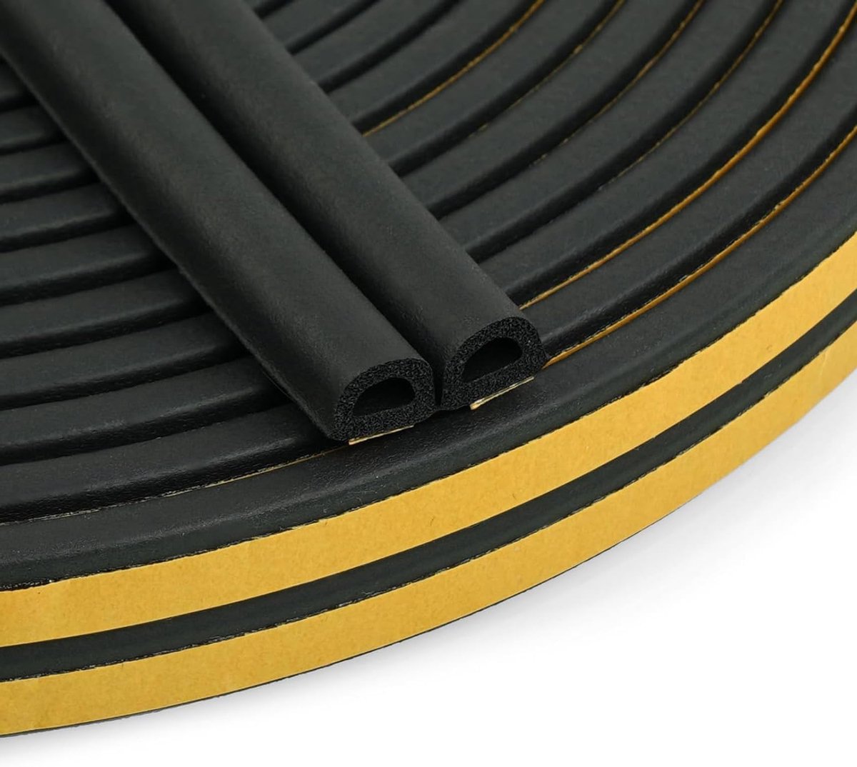 Zelfklevend Deurafdichting -Halfronde rubberstrip 10m zwart | Flexibel weerbestendige afdichtstrip luchtdicht, stofwerend en geluiddempend Past op ramen garage buiten binnen en kastdeuren