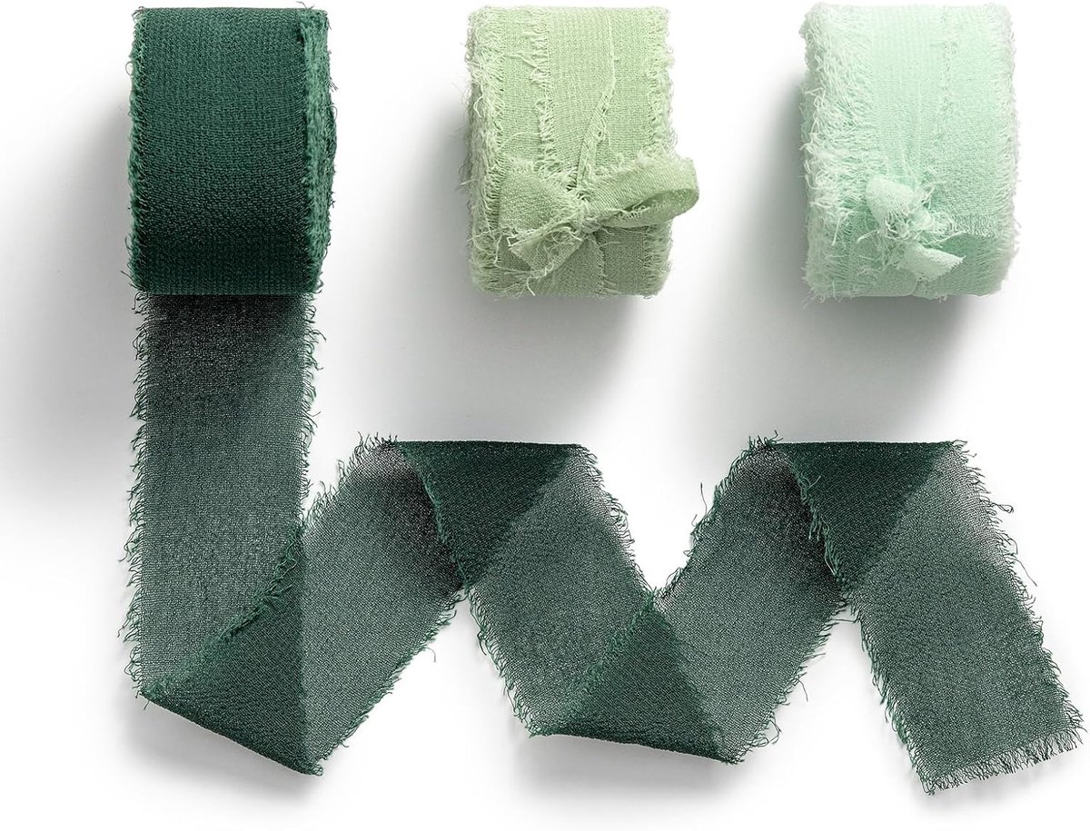 Chiffon lint Groen Cadeaulint Breed Lint Geschikt voor Bruiloft,Bruidsboeket,Cadeauverpakking,DIY-Project,Knutselen,2,5 cm x 6,4 m
