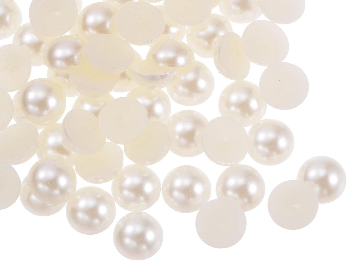 Kralen van ABS-kunststof, 10 mm, platte achterkant, parels, glanzende imitatieparels voor doe-het-zelf handwerk, schoenen, bruiloft, Kerstmis, fotolijst, beige
