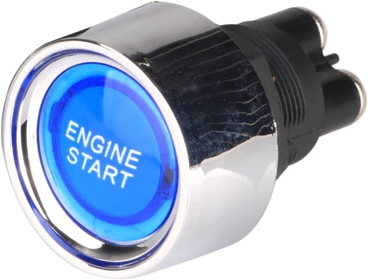 12V-24V/50A Push Start Contactslot Universeel SPST, LED Auto Motor Start Stop Knop, Kortstondige Startschakelaar voor Auto Vrachtwagen Boot RV ATV (Blauw)
