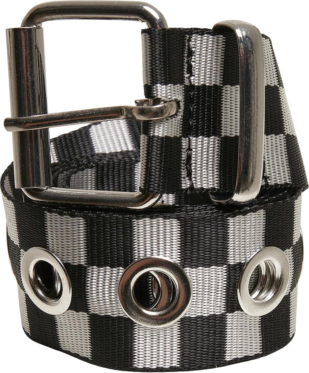 Classics Unisex Checker Riem met Eyelets Riem, Zwart/Wit, S/M