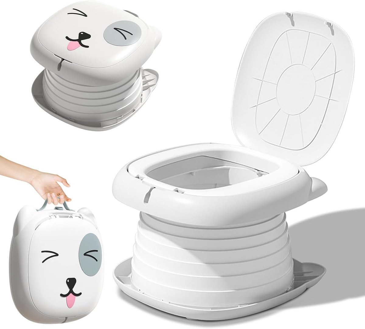 Toiletstoel voor Kinderen - Inklapbare Draagbare Potten, Reseto, Mobiele Kindertoilet (Grijs)
