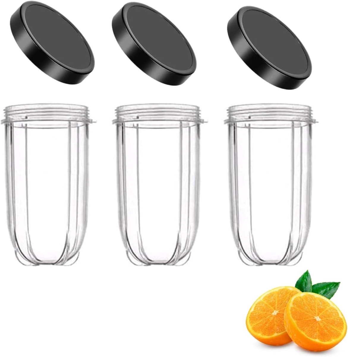 3 stuks 16OZ vervangingsonderdeel beker mok met deksel 250W grote beker platte deksel met deksel, compatibel met Magic Bullet 250W Blender Juicer