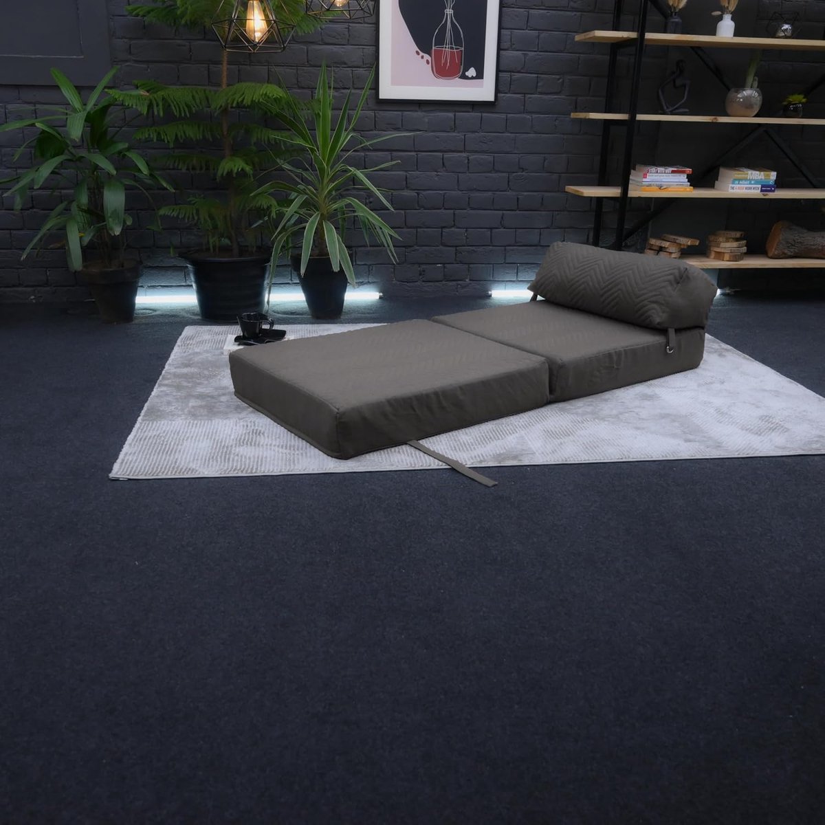 25 Uitklapbare Z Bed Vouwmatras | Binnen Woonkamer Comfortabele Opvouwbare Matras | Guest Sleepover Futon Mattress | Lichtgewicht Ergonomisch Ontwerp | Draagbare Slaapbank (Houtskool)