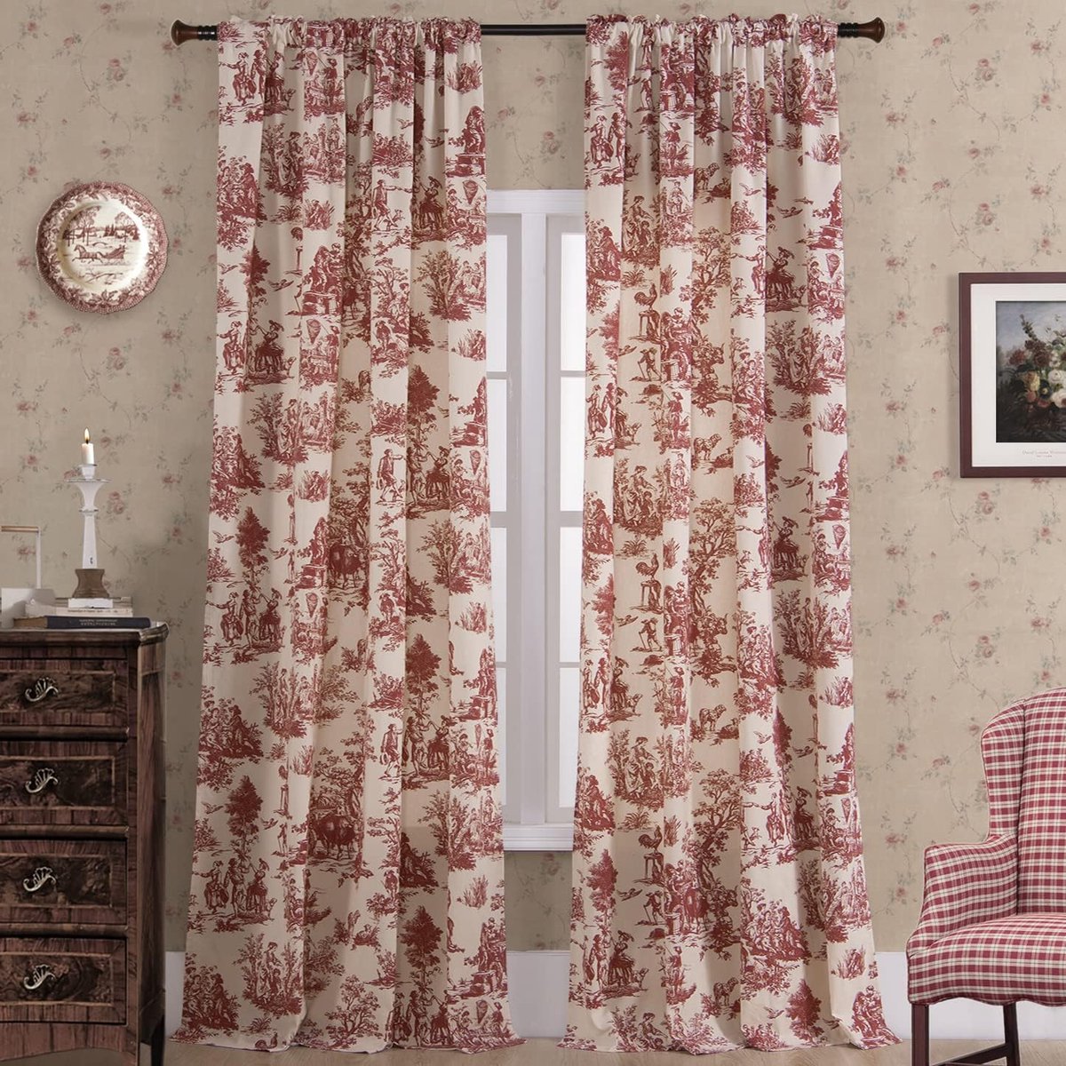 gordijnen gordijnen 213 cm lengte voor eetkamer decor, mooi speelgoedpatroon print crème wit verduisterende bloemen boerderij kerstland schattig gordijn voor woonkamer slaapkamer raamset 2