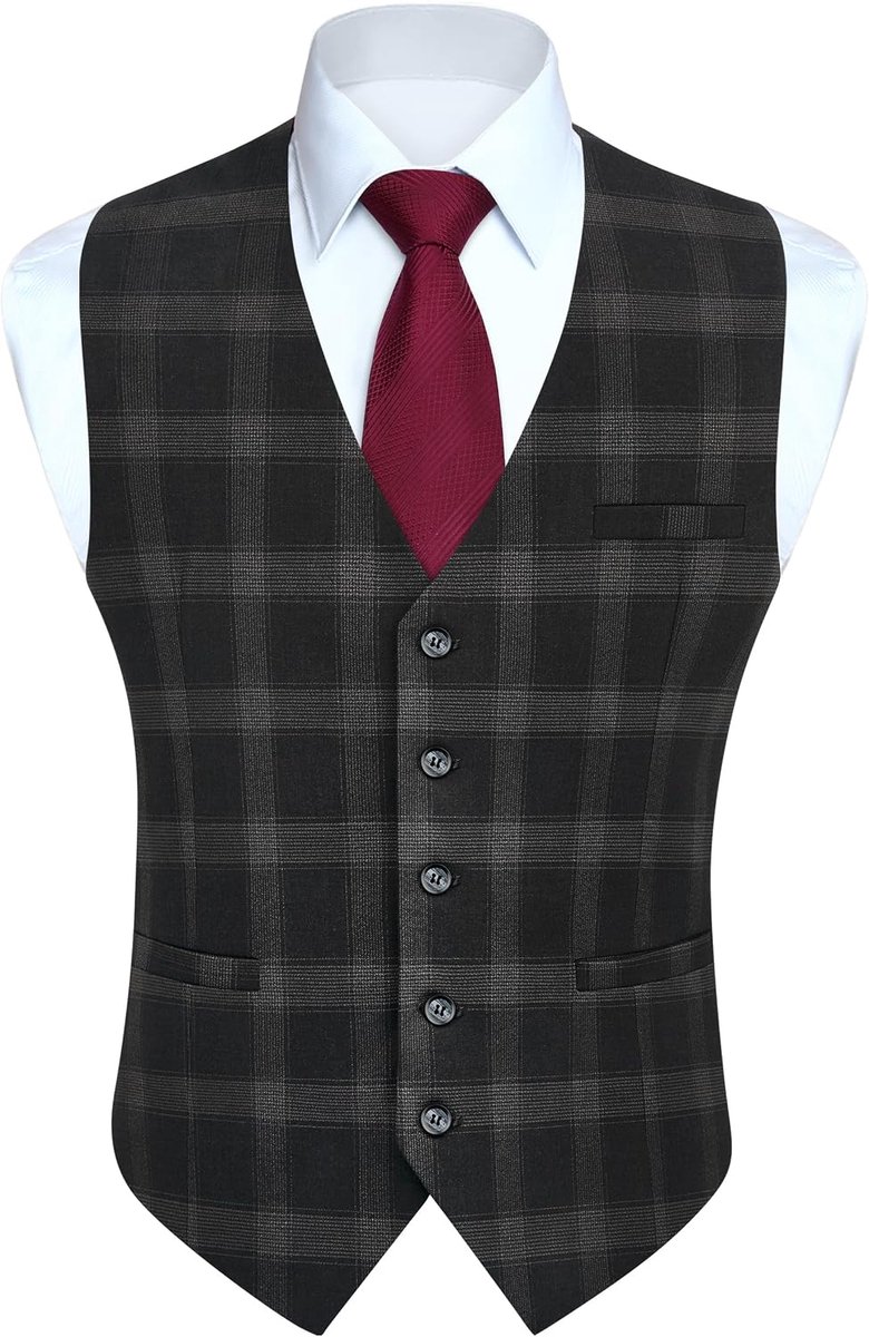 Gilets voor heren, formeel, klassiek, casual tartan kostuumvest met zakken voor bruiloft