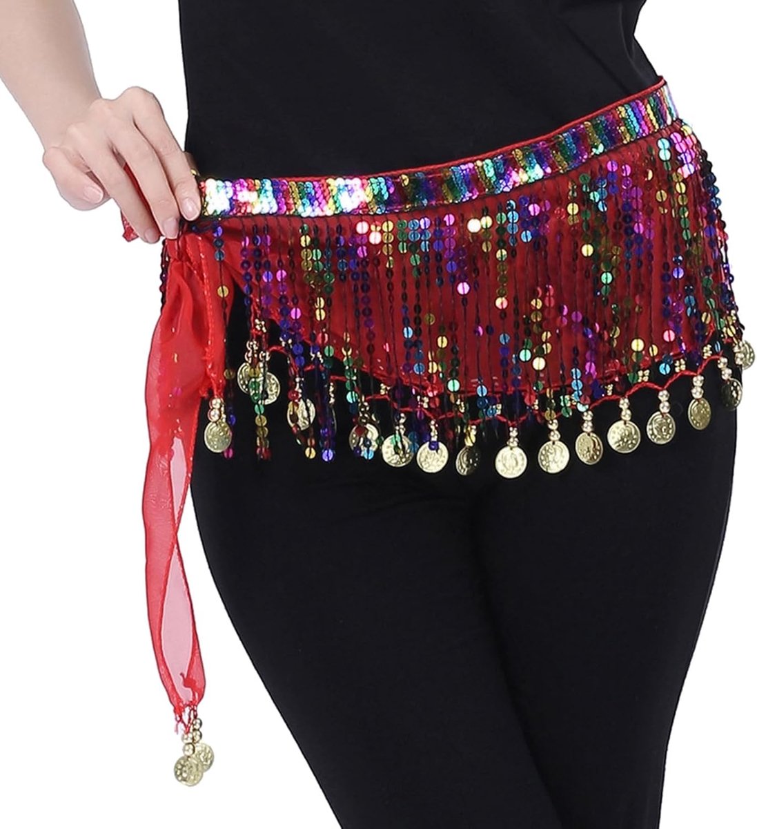 buikdans heupdoek, chiffon wikkelrok met munten voor buikdans, yoga-cursussen en optredens - buikdans, heupgordel voor dames