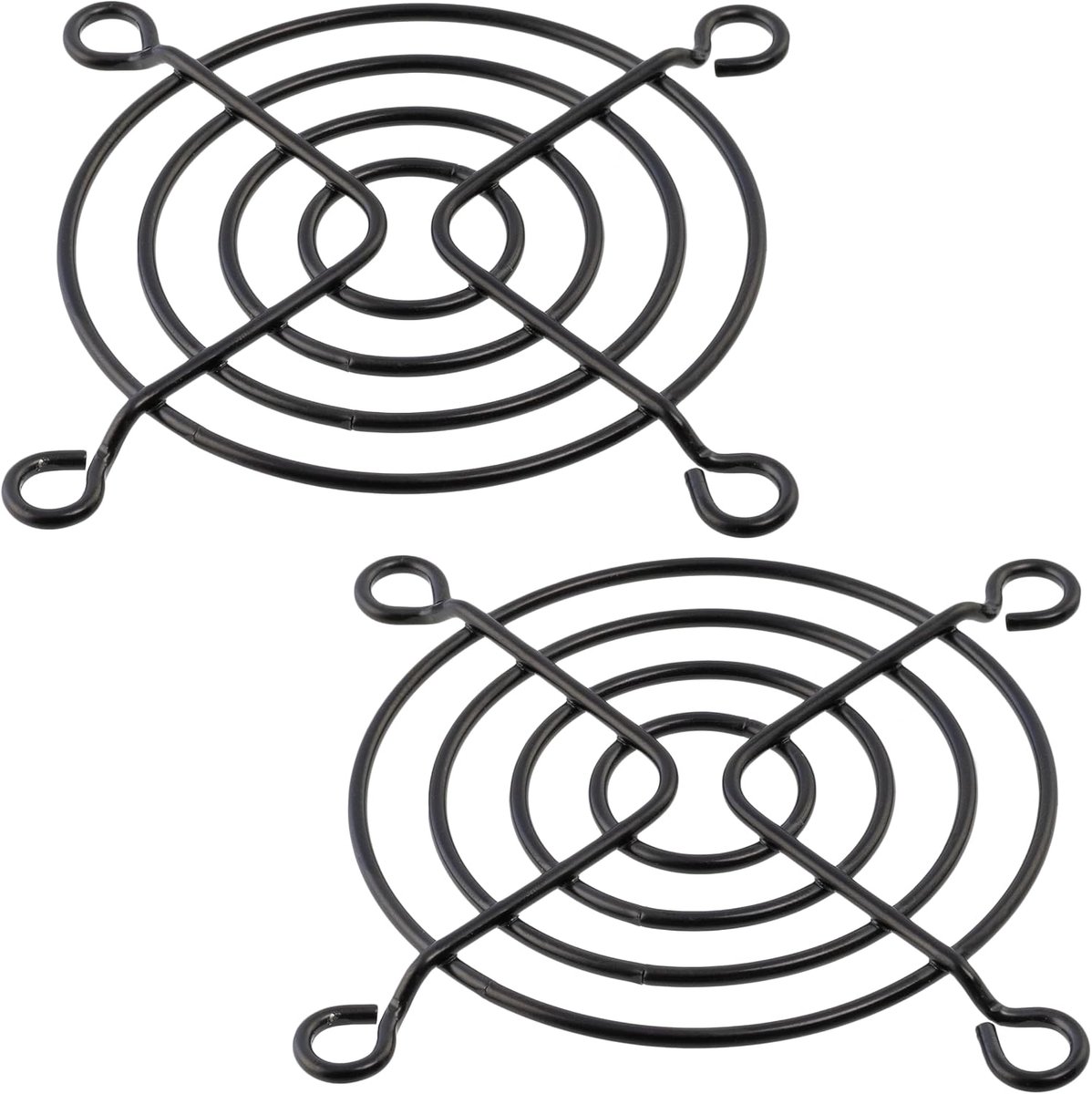 - C15105 - Set van 2 beschermingsroosters voor computerventilatoren 60 x 60 mm - van metaal - kleur zwart