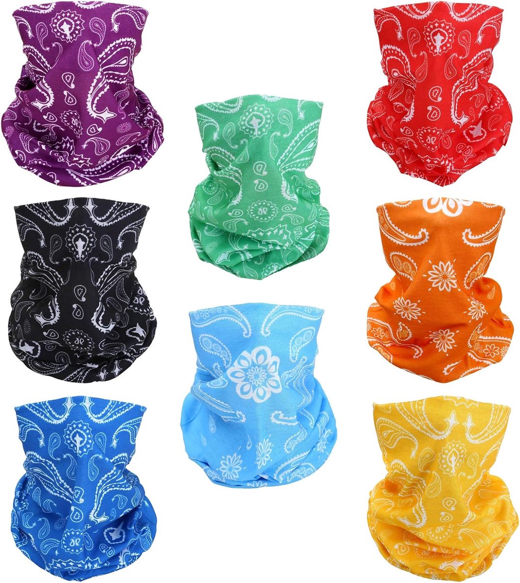 Bandana Bivakmuts Half Gezichtsmasker Hoofd Sjaal Neck Gaiter 8pcs