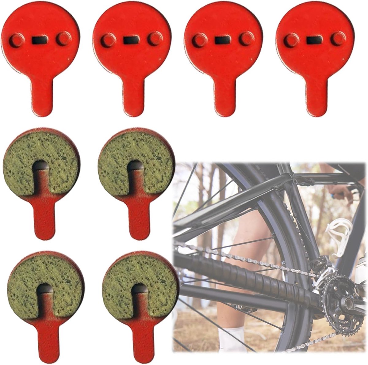 4 paar schijfremblokken voor fiets, schijfremblokken voor e-bike van halfmetalen hars, remschoenen, fiets, olie voor mountainbike