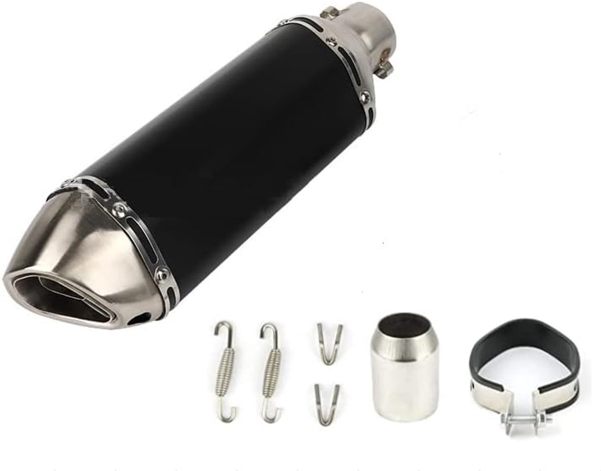 Universele motorgeluiddemper, 38-51 mm, universele uitlaatdemper voor motorfiets, met afneembare DB Killer, kleine zeshoek, schuine Tail Refit uitlaatdemper voor motorfietsen, mountainbikes en