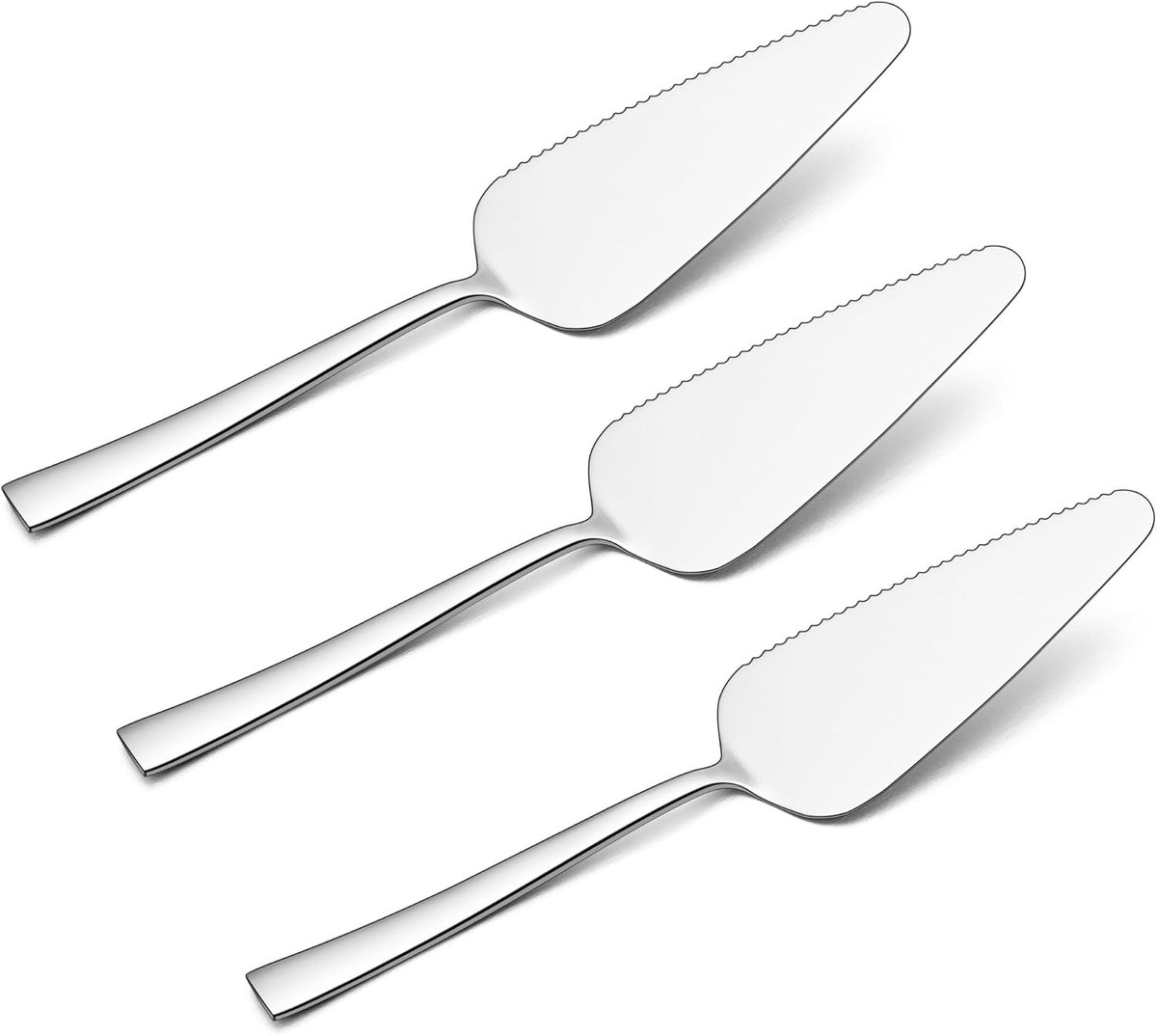 Taartschep set 3 stuks, roestvrij staal met gekartelde randen voor restaurant, keuken, feest, bruiloft - gepolijst en vaatwasmachinebestendig