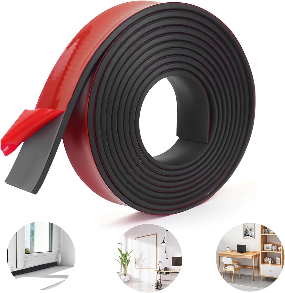rubberen strip, Afdichtende rubberen strips, massieve rubberen strips, effectieve geluidsisolatie, vloerbescherming, schokbestendig (3m(L) x50mm(B) x1.5mm(D))