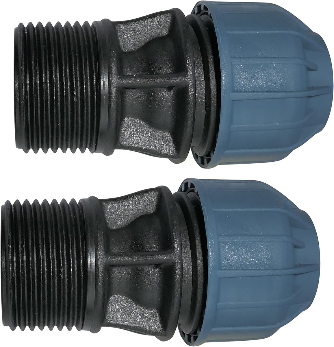 - C51922 - Set van 2 mof/adapter met schroefdraad - Rechte compressiereductie - 1" buitendraadaansluiting - voor Ø20mm waterleiding - polypropyleen - connector/reparateur