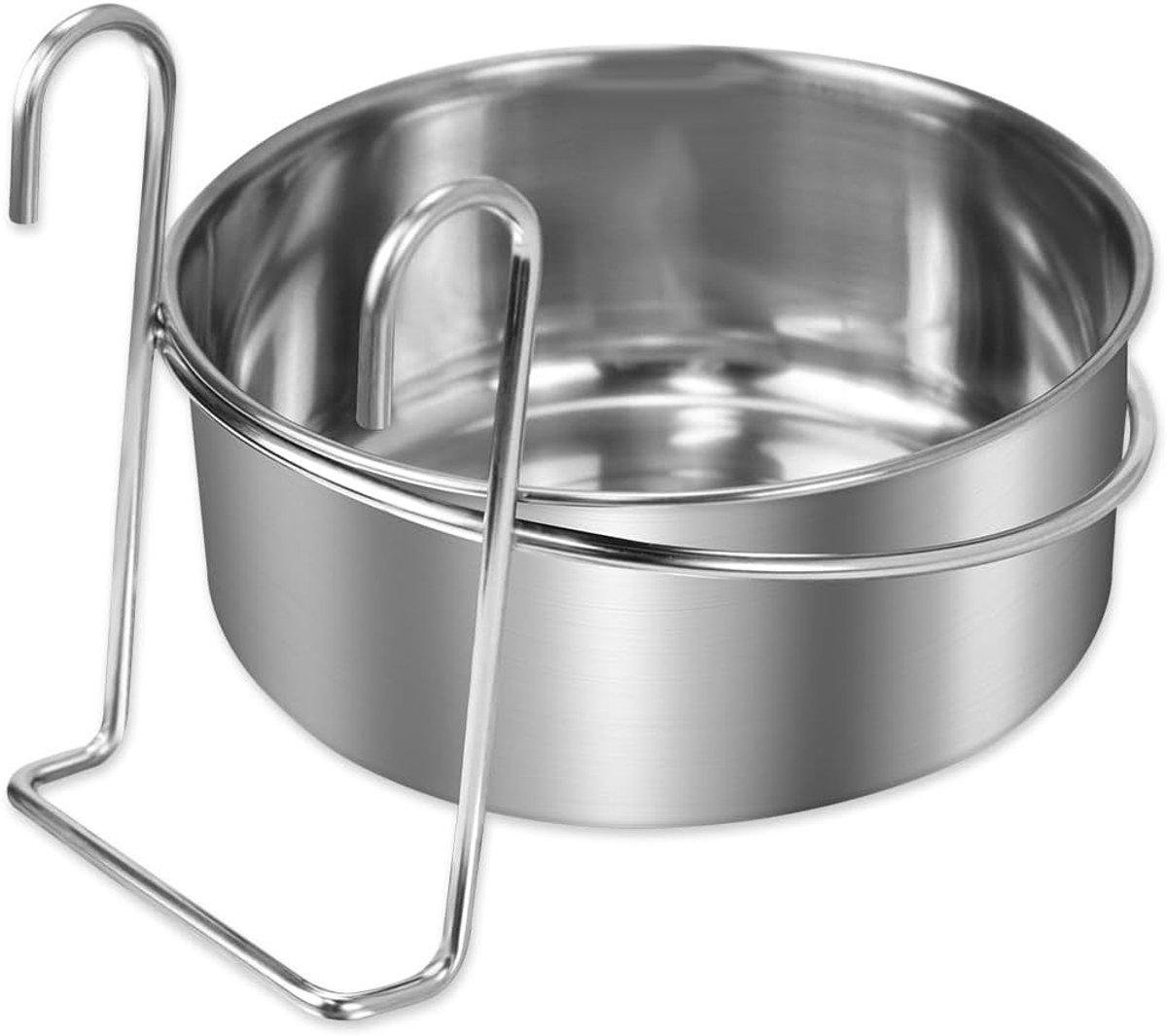 Hondenbak om op te hangen, hondenbak om op te hangen, stabiele, duurzame hondenbak van roestvrij staal, hangende voederbak, waterbak, hangende voerbak in kooi, geschikt voor katten, honden enz