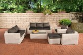 Clp Madeira XL Loungeset - Poly-rotan - 5 mm ronde rotan : Parel wit overtrek : antraciet