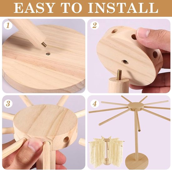 Pastadroger inklapbaar hout - 9 afneembare armen - voor maximaal 4,5 kg - ideaal voor zelfgemaakte pasta - SnelShoppen — afbeelding 3