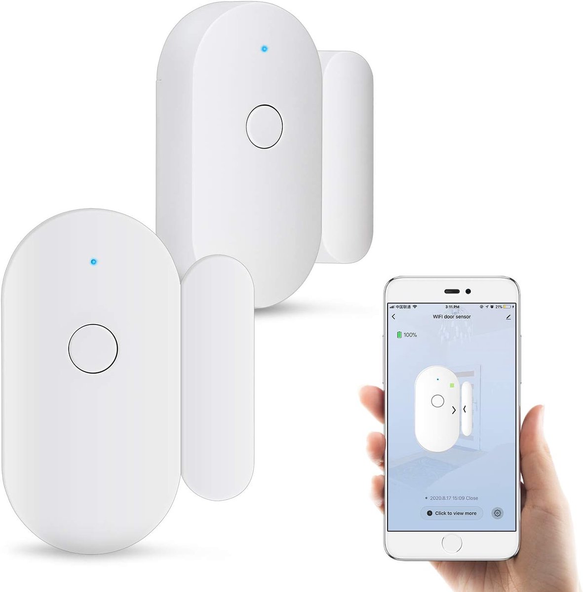 Tuya Smart WiFi-deursensor 2 stuks - draadloos - magnetische schakelaar - beveiliging voor uw huis - SnelShoppen
