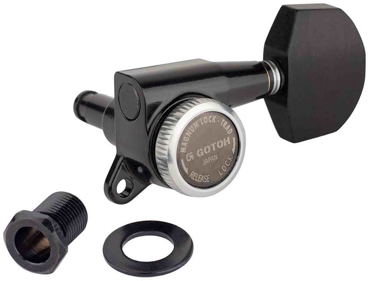 Gotoh GTH14145 SG381 stemmechanieken met Magnum Lock Trad and EN01 knoppen, 3L3R, cosmo zwart