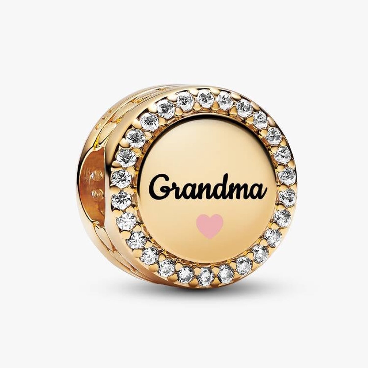 Fler® | Bedel | Past op populaire bedelarmbanden (standaard - 3mm) | Grandma Bedel | Oma | Hangbedel Charm | 925 sterling zilver | Transparante zirkonia | Roze emaille | Valentijnsdag Cadeau | Sinterklaas kado | Kerstcadeau | Verjaardagsgeschenk