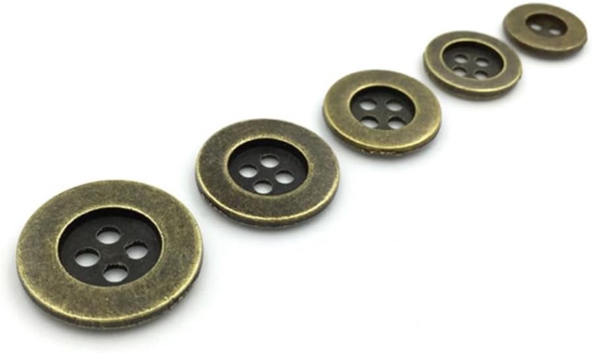 Knopen, 4 gaten, brede knopen voor naairand, vervangende knutselknopen, broekknopen, knopen om te naaien, voor jurken, blouses, knutselen, doe-het-zelf, handtassen, brons, 25