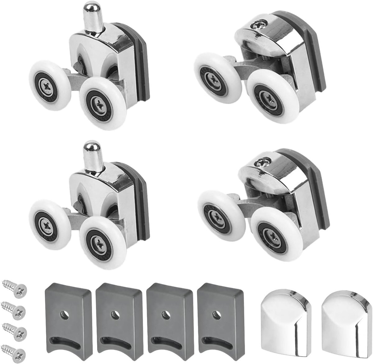 4 stuks douchewielen voor 23 mm douchecabine, schuifdeuren, glas, badkamer (2 boven + 2 onder)