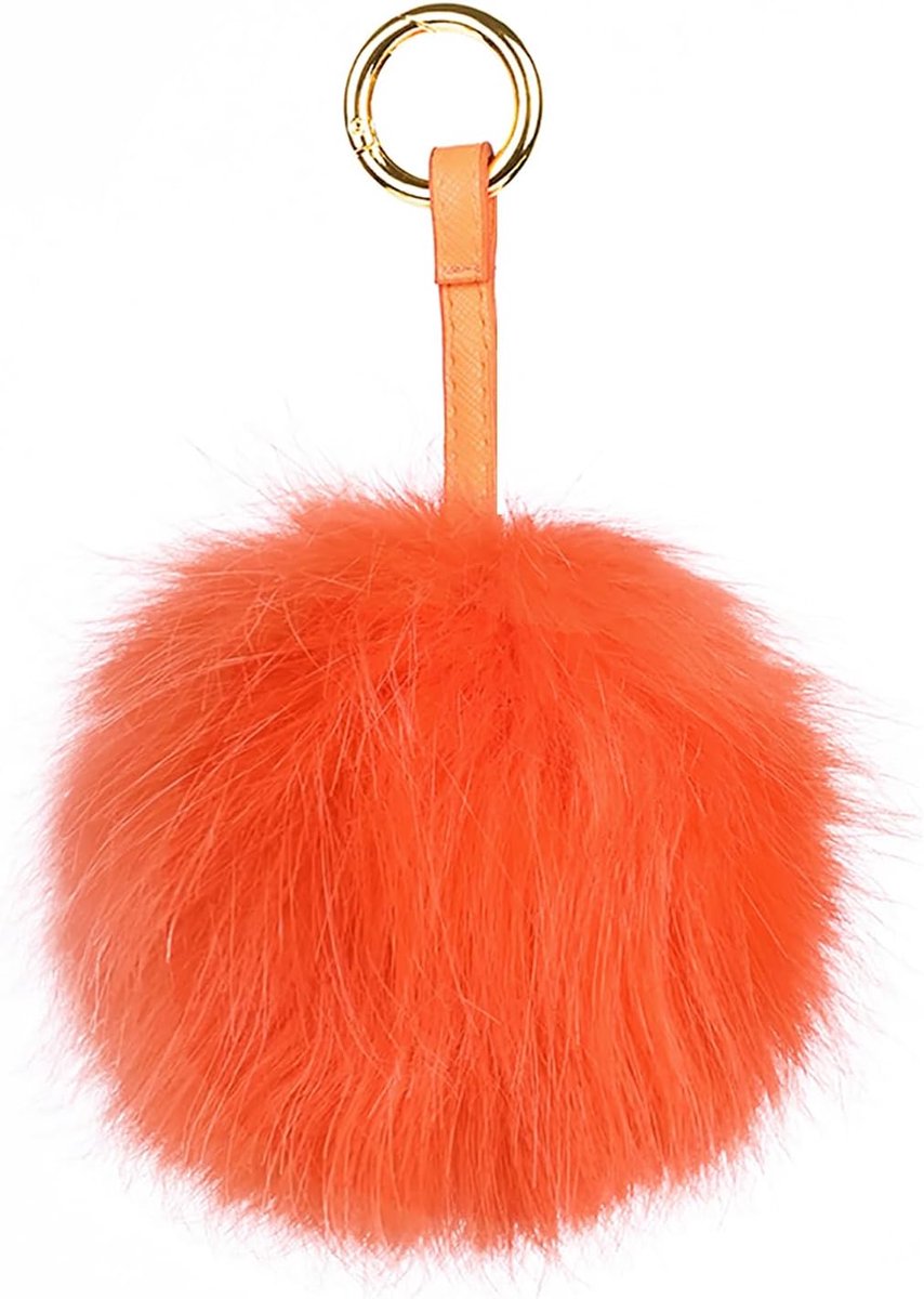 Sleutelhanger met pompon van imitatiebont, pluizige sleutelhanger van pluche, pompon tas bedeltje voor handtas, hanger, sleutelhouder voor dames