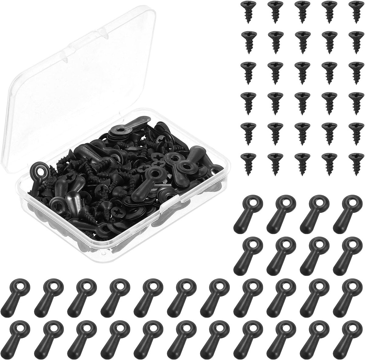 100 stuks fotolijsten draaiknop, frame bevestigingen met 100 stuks schroeven, lijst hardware voor het ophangen van foto's, zwart