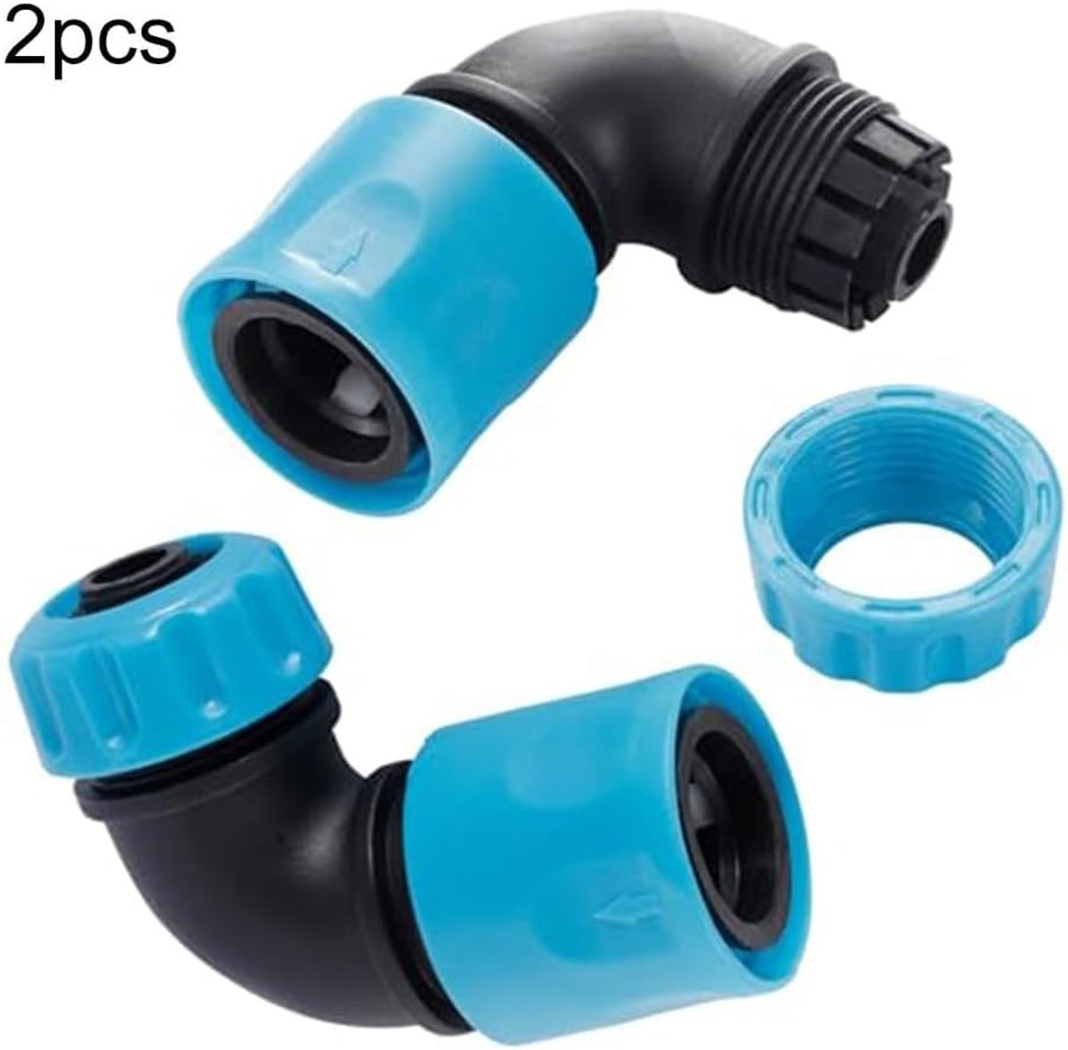 tuinslang snelkoppeling hoekadapter, geschikt voor 1/2 inch tuinslang 90 graden hoek elleboog snelkoppelingen voor bewateringssysteem (2 stuks)