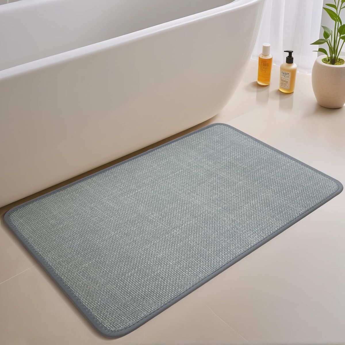 Badmat, badkamermat, absorberend, sneldrogend, voor vloer, badkamer, douche, grijs, 43 x 80 cm
