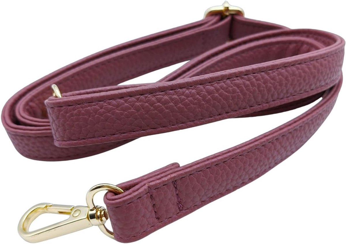 1811 1811 verstelbare lederen riem voor dames, 90-125 cm, PU vervangende riem, universeel, met gouden gesp voor schoudertas, portemonnee, camera-accessoires, 2,5 cm, donkerroze