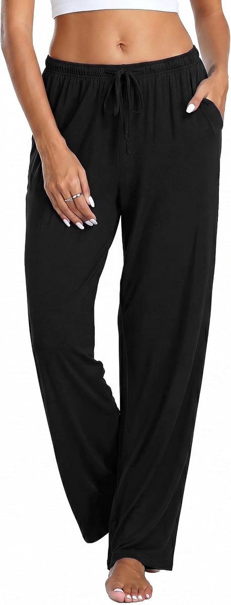 Pyjamabroek voor dames, katoen, lange pyjamabroek, met zak, binnenbroek, casual, voor dames, nachtkleding, S-3XL