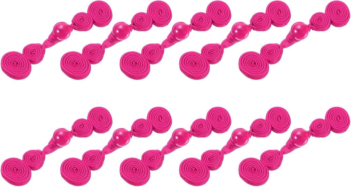 Knopen, kikkerknopen, sluiting, naaisluitingen, 10 paar faux parel, Chinese sluitknopen voor doe-het-zelf Cheongsam tangpak, cape, bruidskostuums, outfit (roze)
