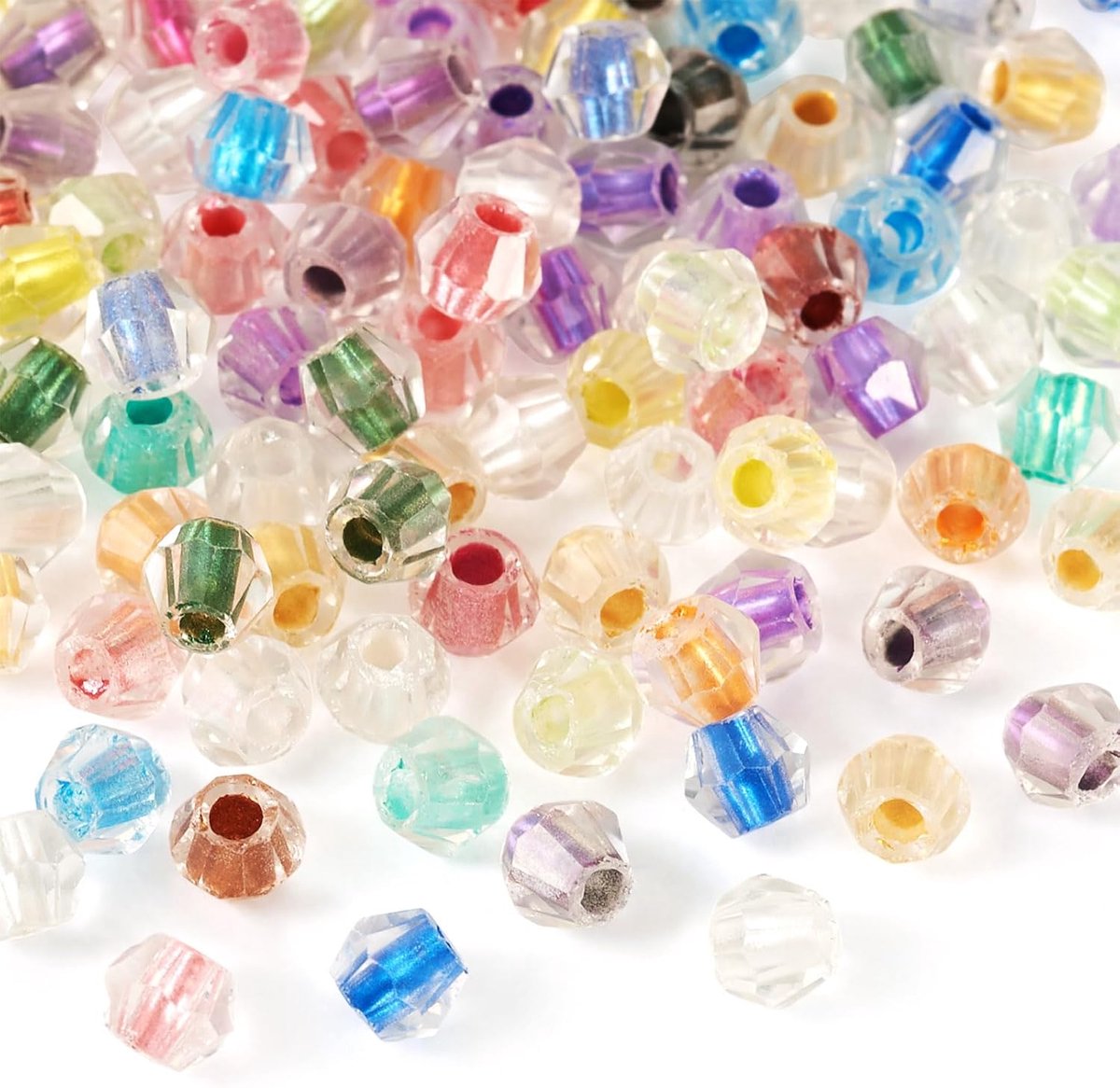 200 stuks facetgeslepen bicone transparante glaskralen 4 mm ruitvormige glazen rocailles geverfde kern kristal kraal voor sieraden maken doe-het-zelf armband ketting - kleurrijk