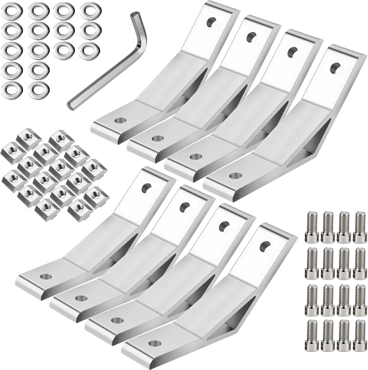 8 stuks aluminium profielconnectoren, 30 x 30 mm, aluminium profielhoekverbinder, 135 graden hoekconnector voor stangprofiel, doe-het-zelfprojecten