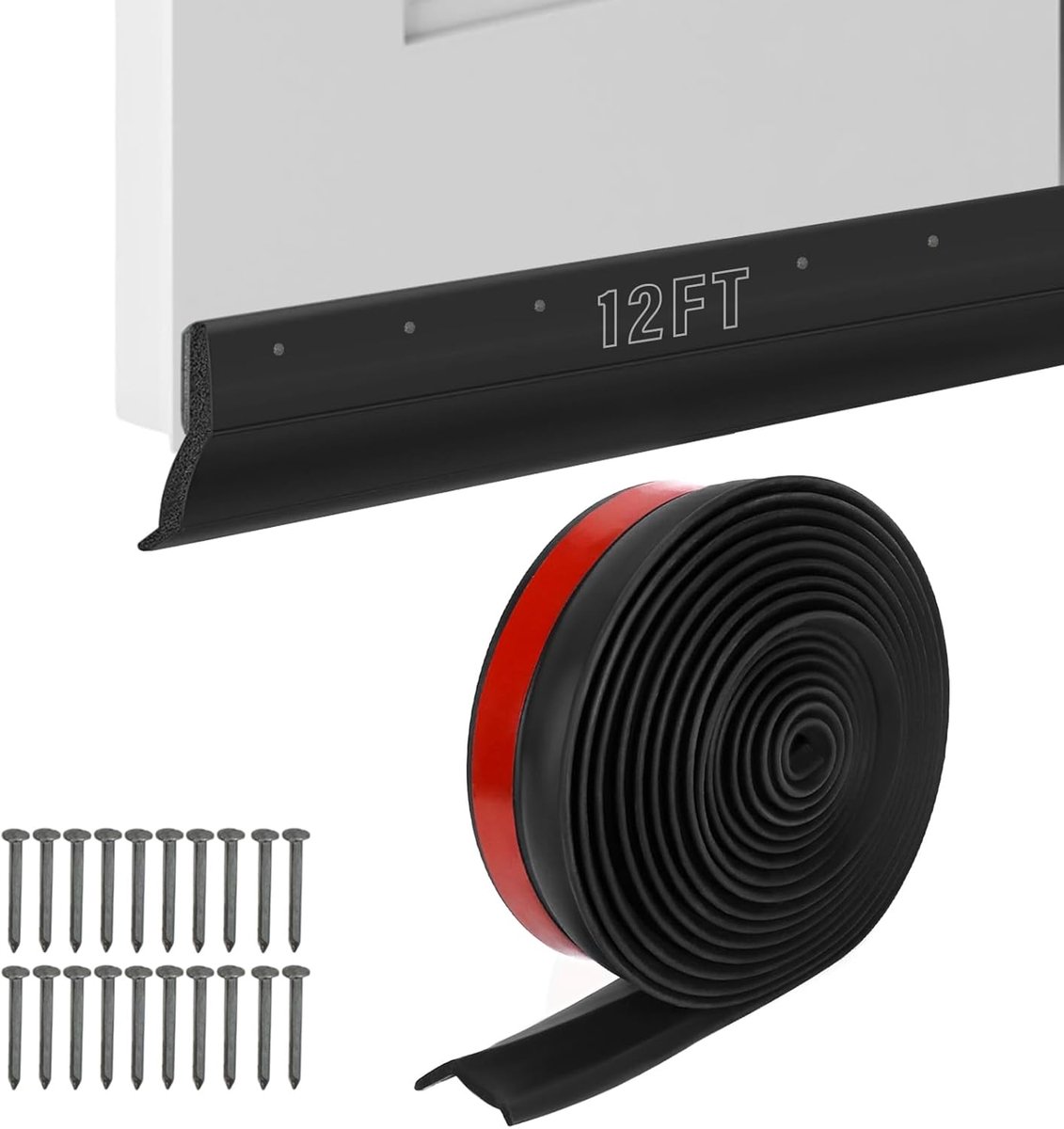 Afdichting voor garagedeur, garagedeur, afdichting, zelfklevend, waterdicht, universele rubberen lip, ter bescherming tegen wind, vocht en insecten