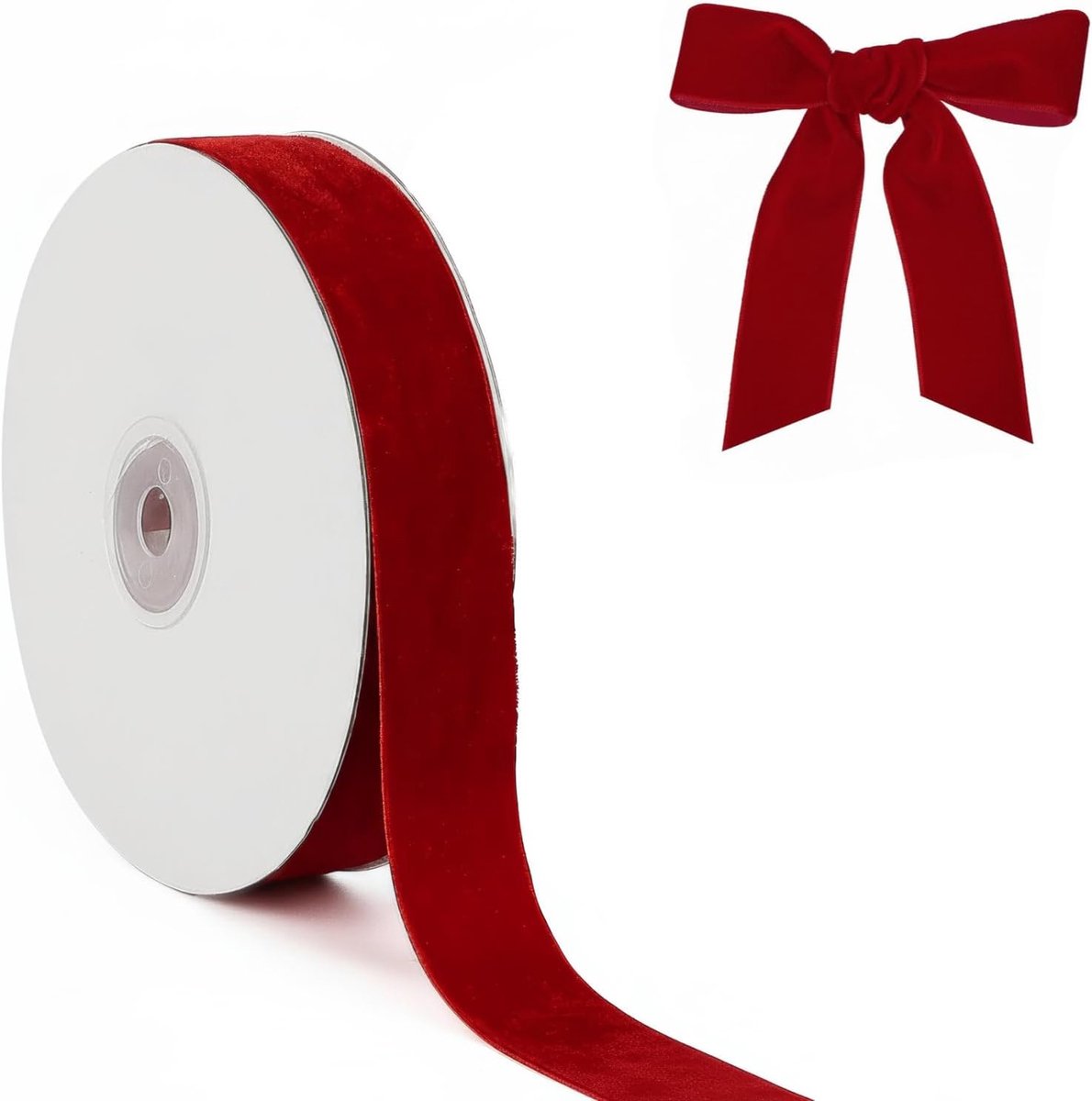 decoratielint van polyester in fluwelen look, rood fluwelen band, elegante tafeldecoratie (2 cm x 9,1 meter) (bordeaux)