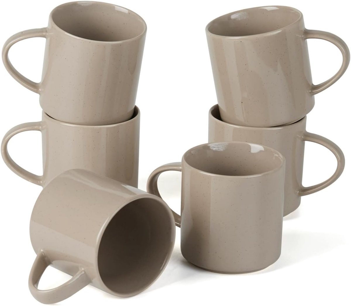 Nebula 6 keramieken koffiekopjes, 355 ml met handvat, kaneelbruin | Kopjes met handvat – voor koffie, thee en warme dranken, ideaal voor in de keuken, eetkamer en bij het ontbijt
