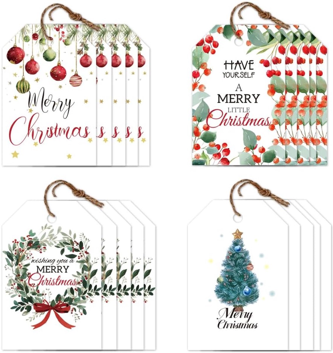 Etiketten om op te hangen, "Merry Christmas", 42 x (10) 3 cm, voor boom, knutselen, geschenken, winterkleding
