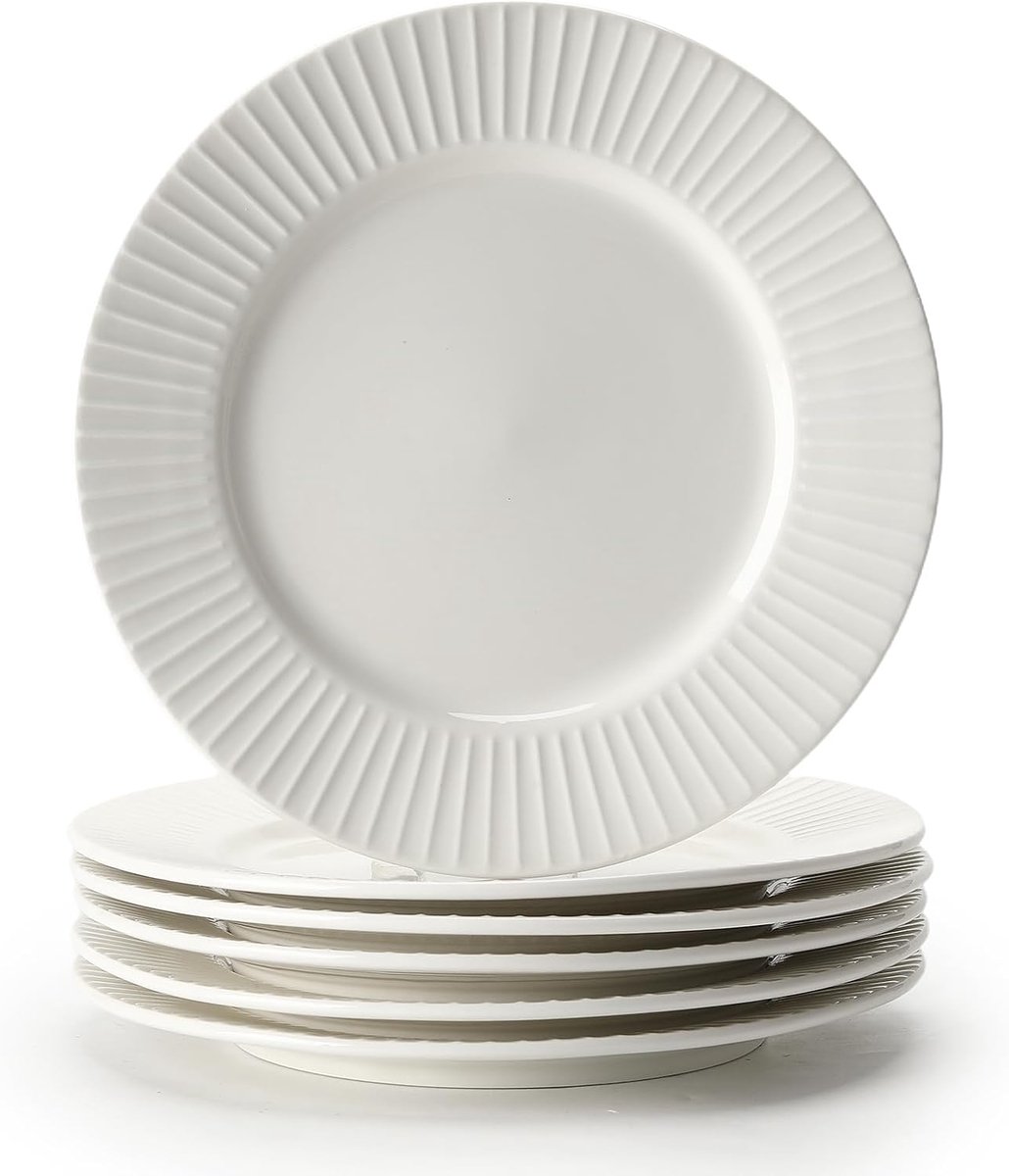 Dinerborden Keramische,Keramische Platte,Porselein Eetborden,Set Voor 6 Personen, Bordenset, Servies Voor Vaatwasser En Magnetron, Pastaborden, Ontbijtborden, Taartborden (D)