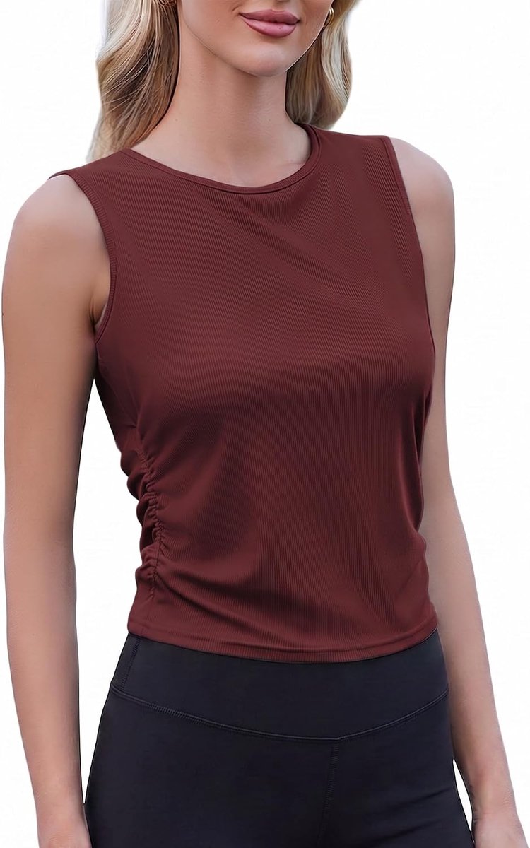 Dames Sport Tanktop Mouwloos Yoga Shirt Geribbelde Crop Top Lichtgewicht Functioneel Fitness Casual Zomer Tops