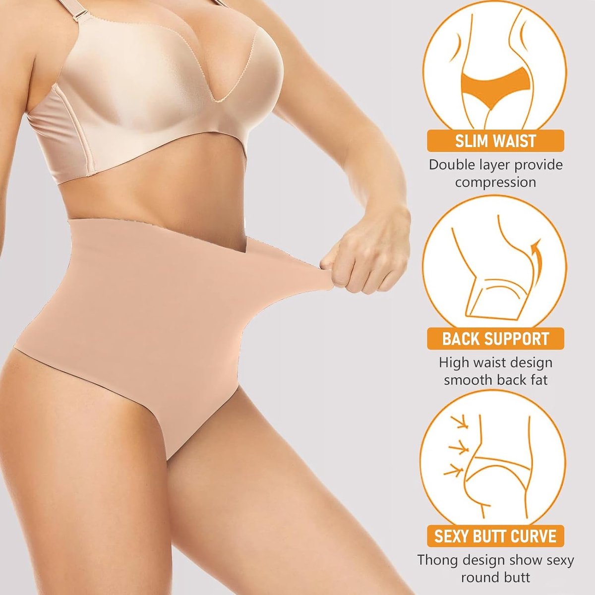 Tummy Control Thong Shapewear voor vrouwen, naadloos, vormgevend stringslipje, bodyshaper-ondergoed