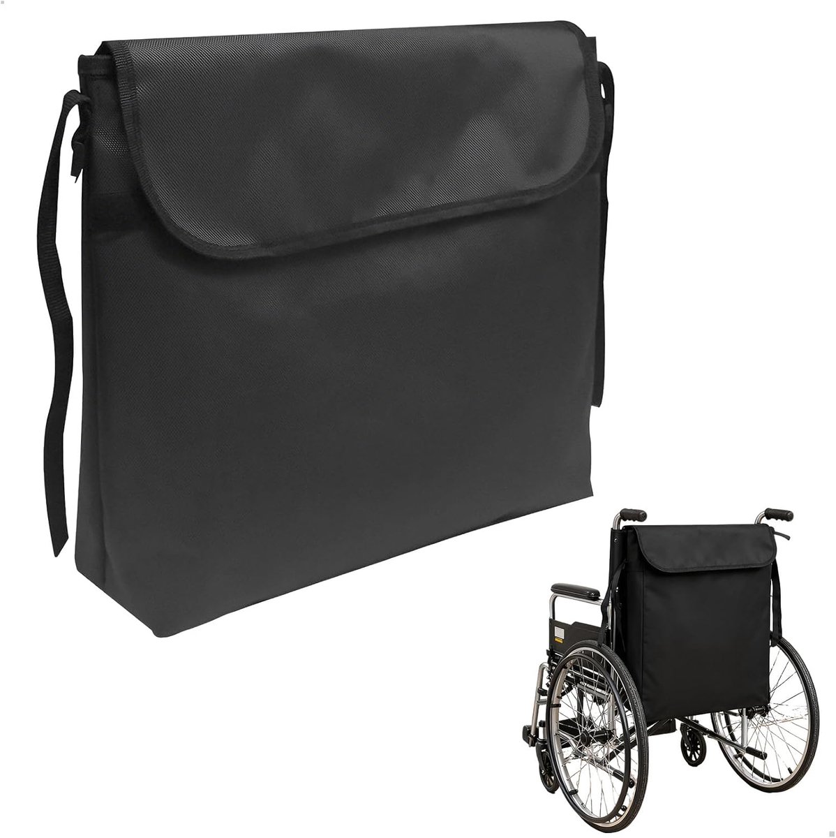 rolstoeltas, achterrugzak, voor rolstoel, rollator, tas, universele rolstoelaccessoires, tassen voor rolstoelen, handgrepen, 43 x 43 x 4 cm, zwart