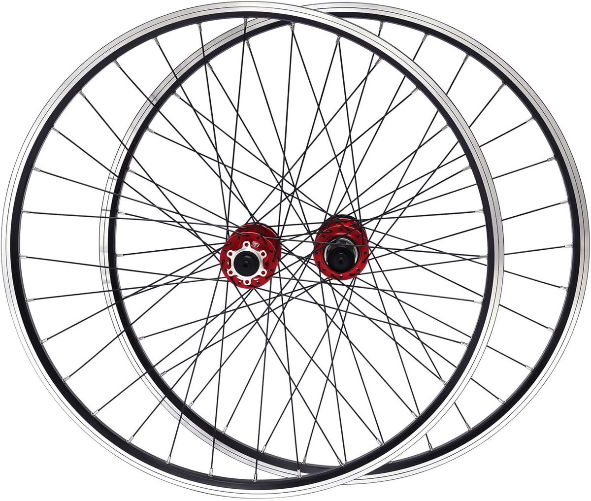 Wielset, 27,5 inch, mountainbike wielset, aluminium velg, mountainbike, loopwielset, schijfrem, snelspanner, voorwiel, achterwiel, fiets, wielen met 7-12 versnellingen, rood