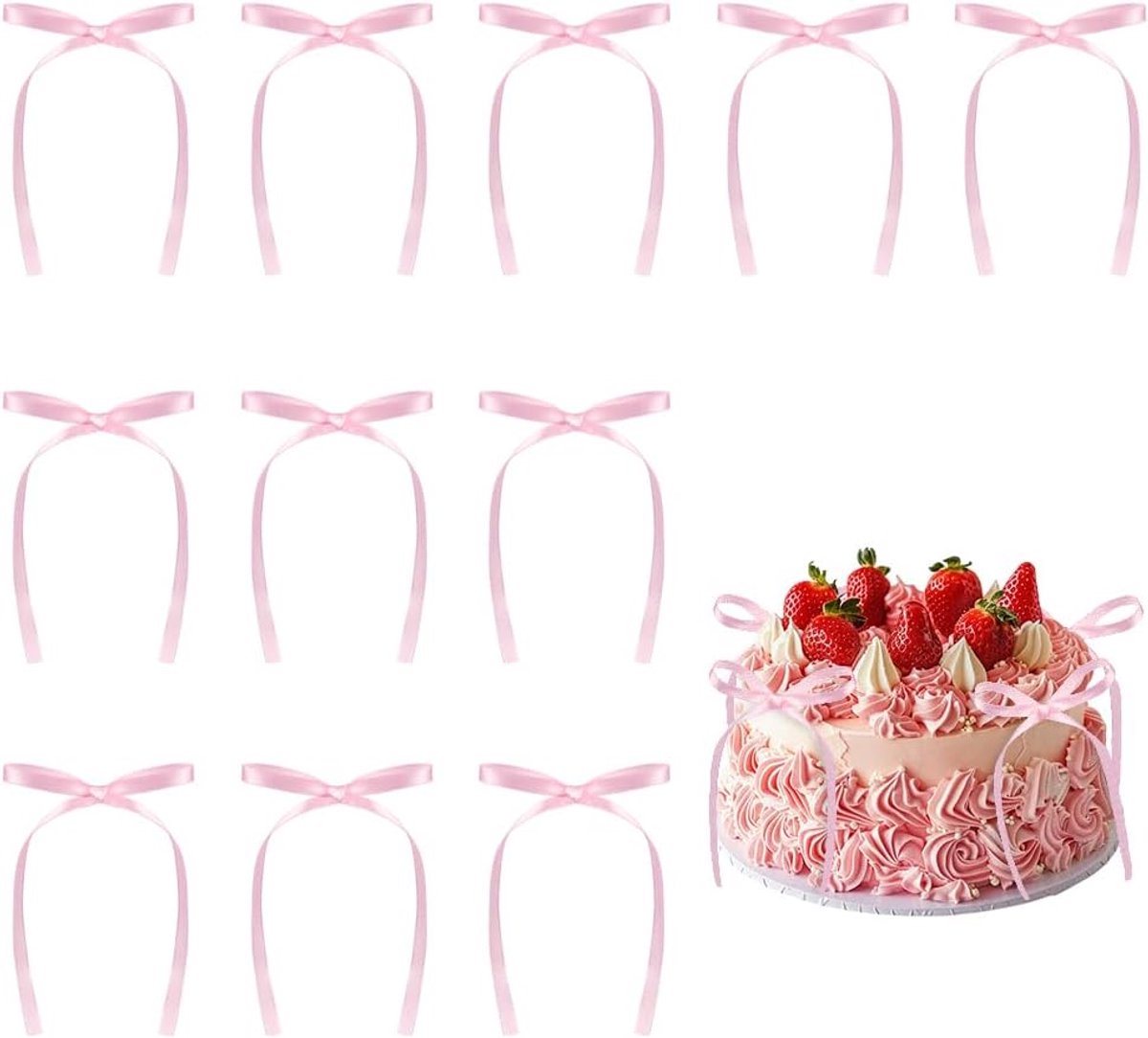 Boog Taart, 20 Stuks Roze Strik Cake, Strik Taartdecoraties Prikkers, Babyshower Taarttoppers, Voor Kinderen Verjaardag, Bruiloft Feest, Bruiloft Verjaardag Cake Decoraties Levert